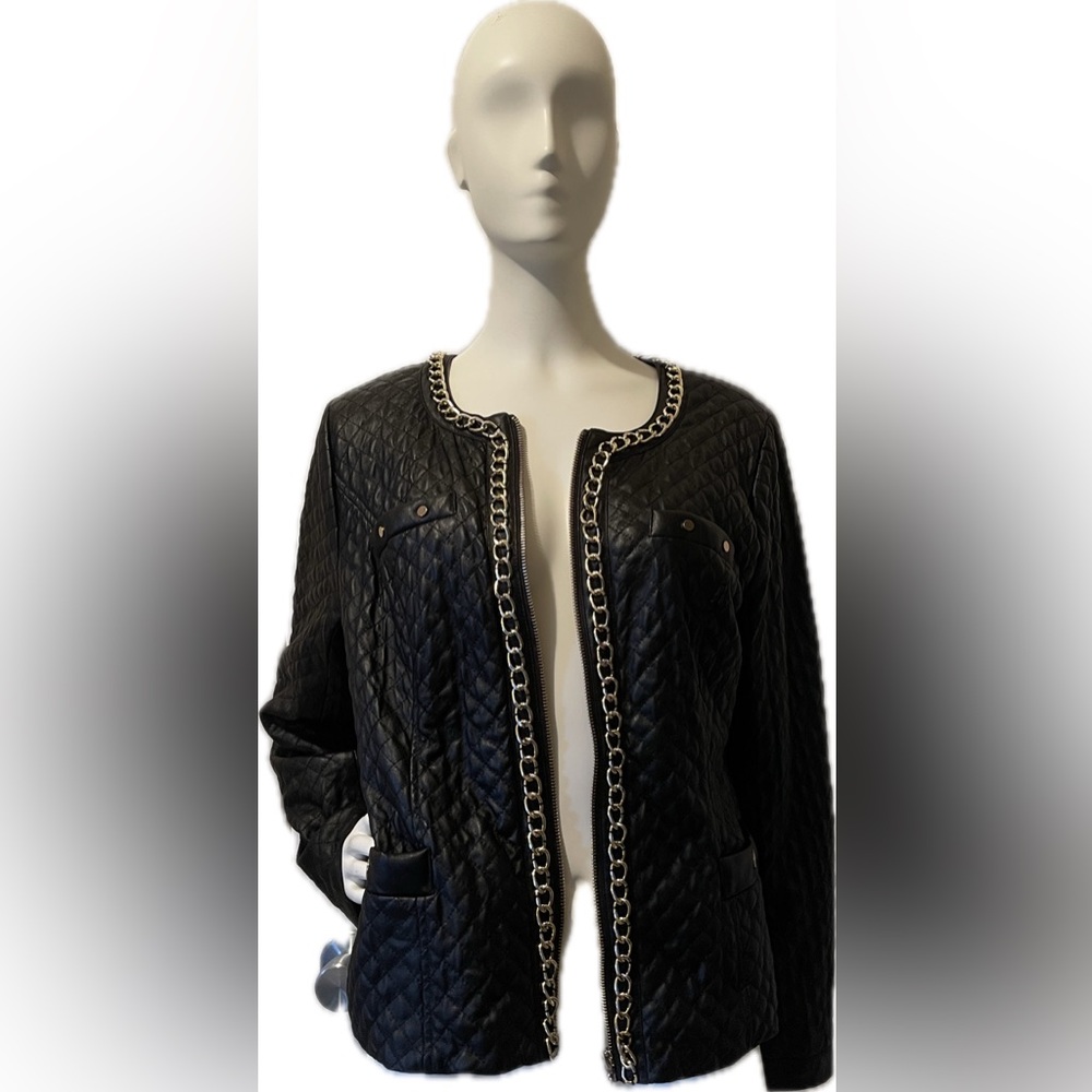 Black Quilted Chain-Trim Jacket